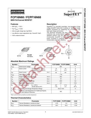 FCP16N60 datasheet  